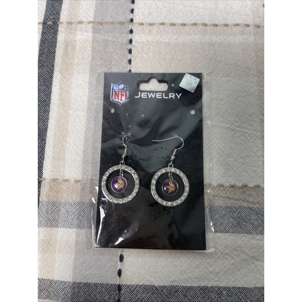 NFL Minnesota Vikings Logo Dangle Earrings Officially Licensed Jewels New